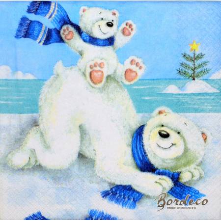 Serwetka decoupage firmy GAJO misie polarne 33x33cm